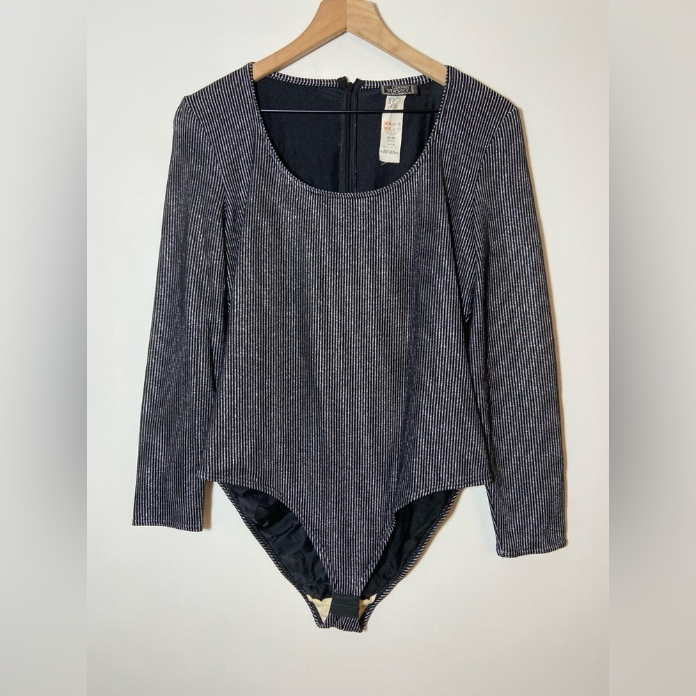 GIANNI VERSACE COUTURE Alias RARE Vintage 1994 Black Silver Bodysuit Size 12 New